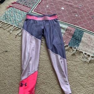 purple and pink under armor leggings kids